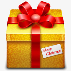 黄色圣诞节礼物盒子红色丝带素材