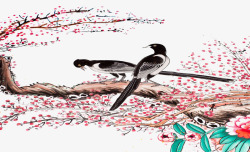 彩绘手绘艺术花鸟插画素材