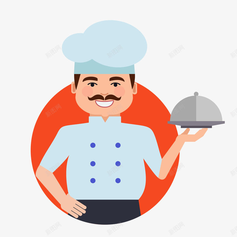 美味厨师卡通图标矢量图ai_新图网 https://ixintu.com 卡通图标 厨师 烹饪 白色帽子 美味 食物 矢量图