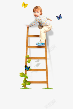 小人爬梯子爬梯子小孩高清图片