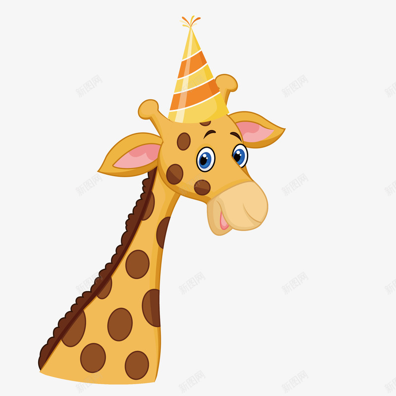 戴帽子的长颈鹿简图png免抠素材_新图网 https://ixintu.com 动物 卡通 可爱的 帽子 手绘 斑点 耳朵 长颈鹿