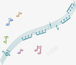 紫色对称曲线音乐元素音符五线谱高清图片