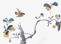 棕黄色树枝背景图片树枝小鸟片高清图片