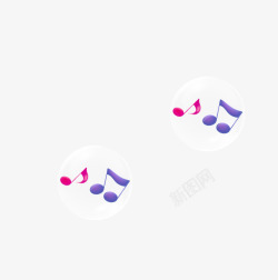 紫色音符漂浮素材