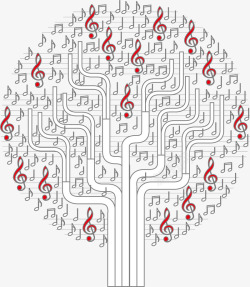 抽象音符树图案矢量图素材
