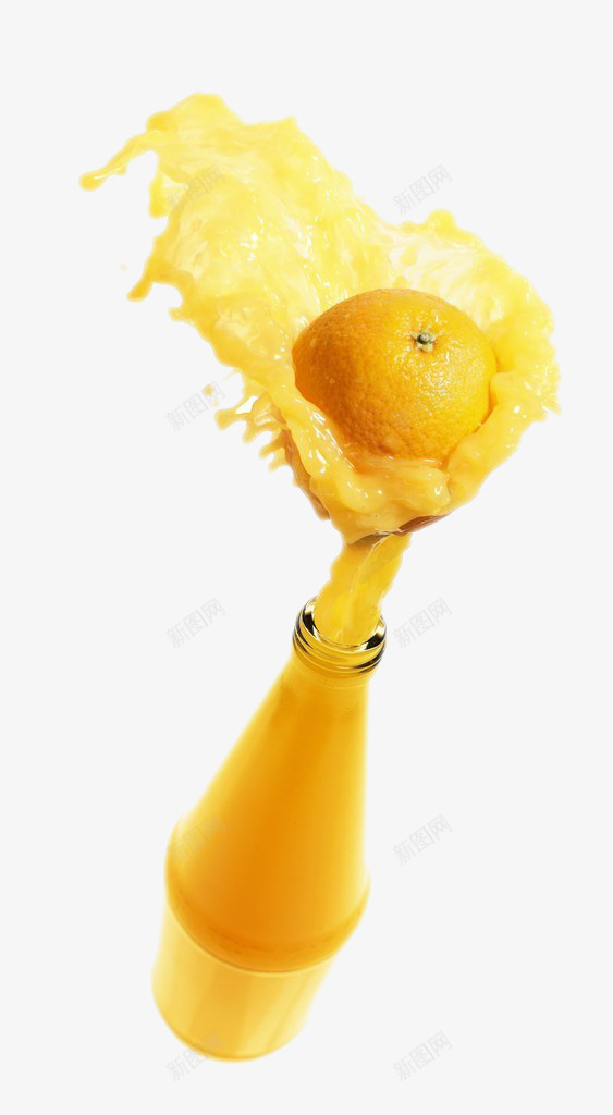 喝橙汁png免抠素材_新图网 https://ixintu.com 冰爽 橙子 瓶子 飞溅的果汁 饮料