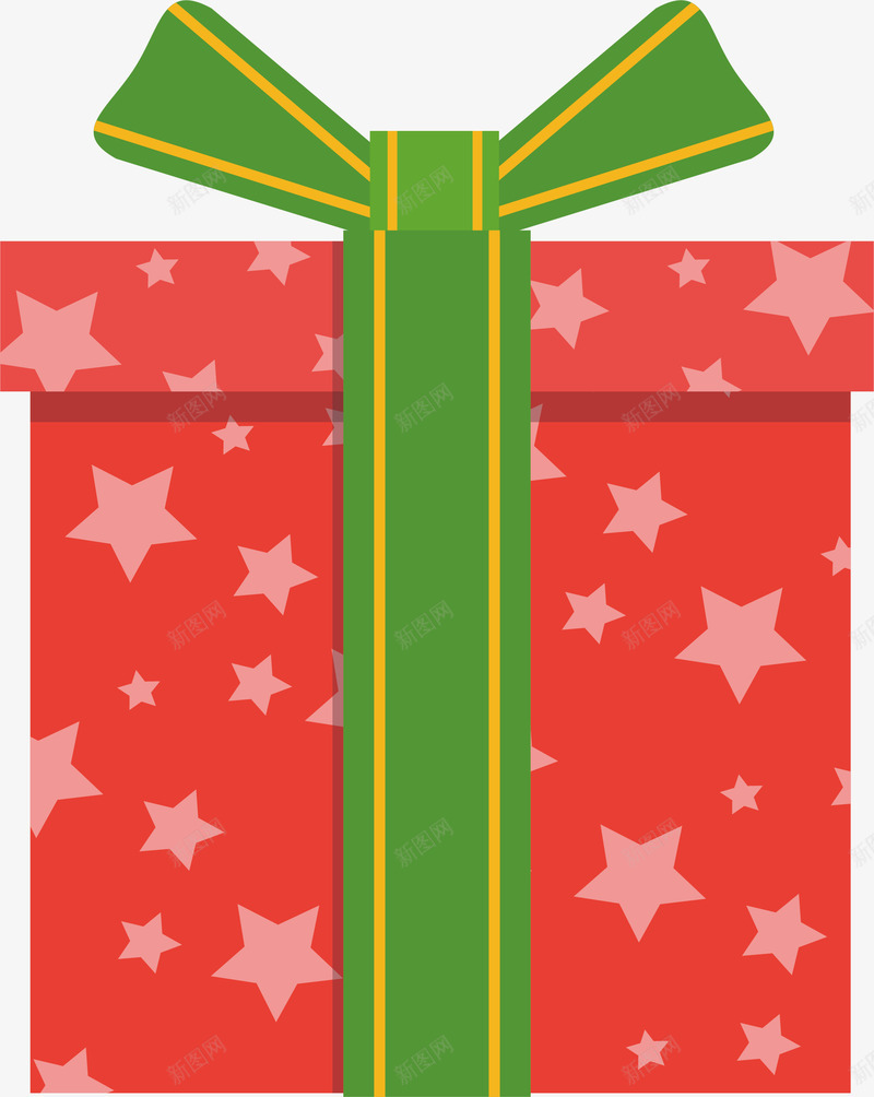 星星花纹红色礼盒png免抠素材_新图网 https://ixintu.com 圣诞礼物 圣诞节 星星花纹 矢量png 礼盒 红色礼盒