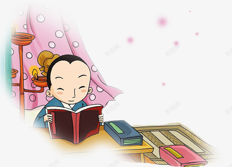 读书的孩子png免抠素材_新图网 https://ixintu.com 中国风 儿童 卡通 历史漫画 古代 古风 可爱 复古 学习 念书 手绘 教育 漫画 童趣