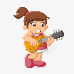 唱歌弹吉他小女生素材