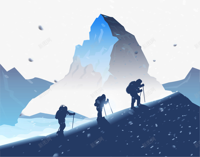 攀登雪山png免抠素材_新图网 https://ixintu.com 往上爬 手绘 爬山 运动 雪山