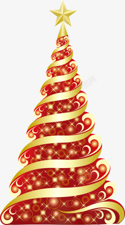 闪耀圣诞树金色闪耀星星圣诞树高清图片