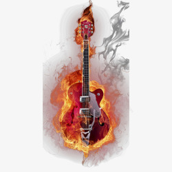 火焰吉他创意视觉燃烧火焰高清图片