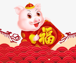 猪年猪宝宝舞狮子2019中国风猪年高清图片