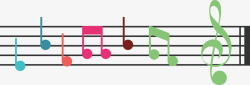 彩色漂浮音乐符号手绘音符透明音符矢量图高清图片