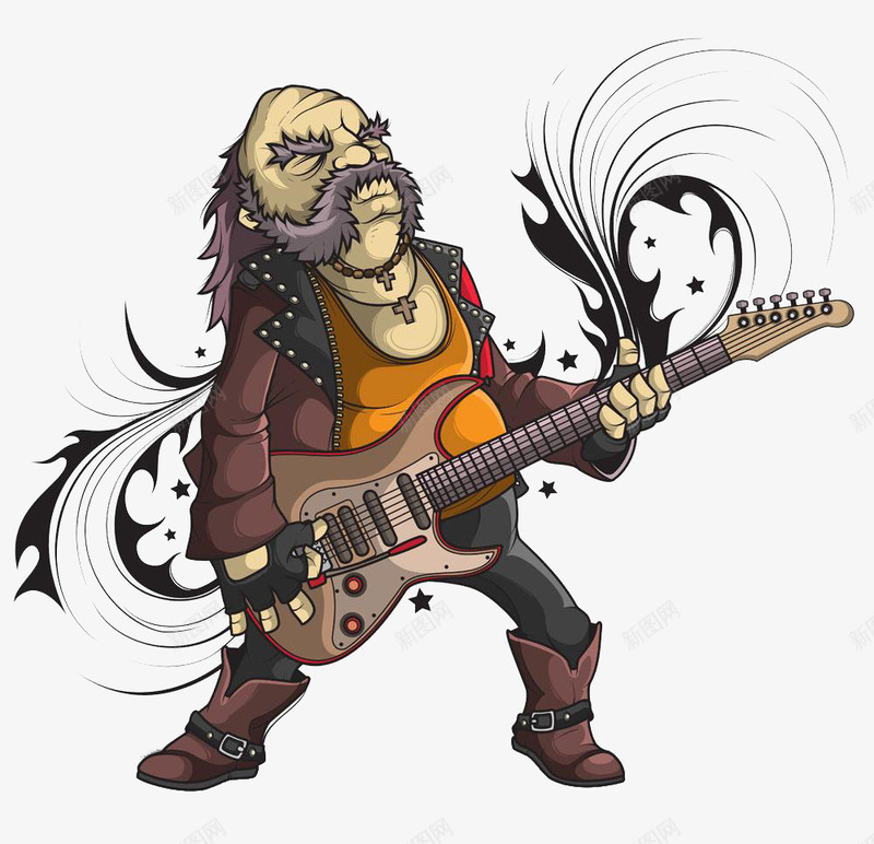 弹吉他的彪形大汉png免抠素材_新图网 https://ixintu.com 卡通手绘 弹吉他的人 摇滚音乐