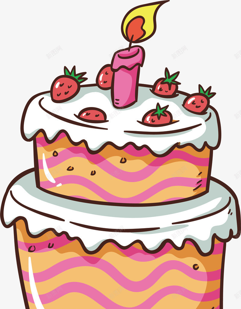 可爱的草莓奶油蛋糕矢量图eps免抠素材_新图网 https://ixintu.com 多层蛋糕 奶油蛋糕 矢量png 粉红色蛋糕 草莓蛋糕 蛋糕 矢量图