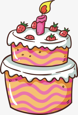 可爱的草莓奶油蛋糕矢量图素材