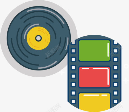 休闲娱乐音乐电影游戏光碟胶片元矢量图图标图标