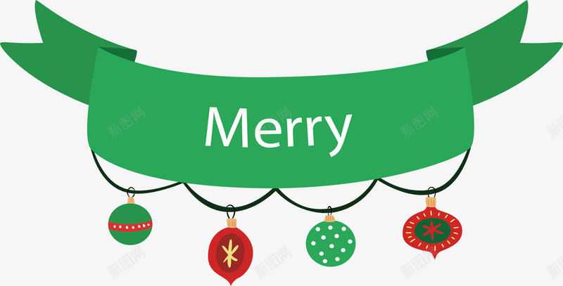 彩色圣诞球彩带png免抠素材_新图网 https://ixintu.com merryChristma merryChristmas 圣诞彩带 圣诞节 彩带标题框 矢量png 绿色彩带