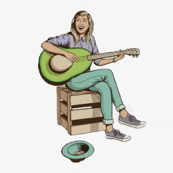 弹吉他的女人素材