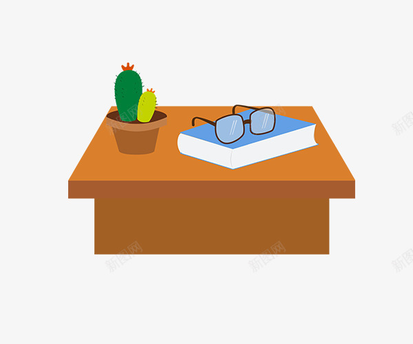 卡通手绘桌子上的书和眼镜png免抠素材_新图网 https://ixintu.com 书 卡通手绘桌子上的书和眼镜 手绘书桌 盆栽 眼镜
