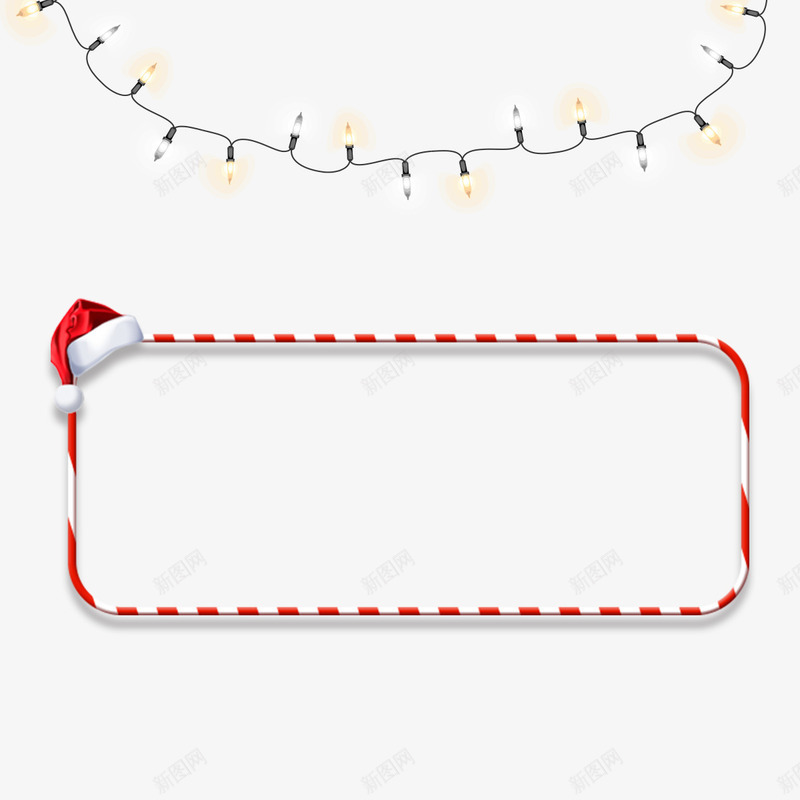 圣诞标签png免抠素材_新图网 https://ixintu.com 圣诞 平面 彩灯 标签 红色帽子 线条 节日 虚线