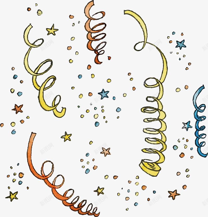 彩色手绘螺旋彩带矢量图ai免抠素材_新图网 https://ixintu.com 彩带 手绘彩带 水彩彩带 派对彩带 矢量png 螺旋彩带 矢量图