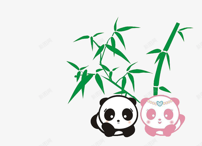 卡通可爱熊猫png免抠素材_新图网 https://ixintu.com 卡通熊猫 熊猫 熊猫素材 竹子 简笔画 简笔画五官素材 黑色粉色熊猫宝宝
