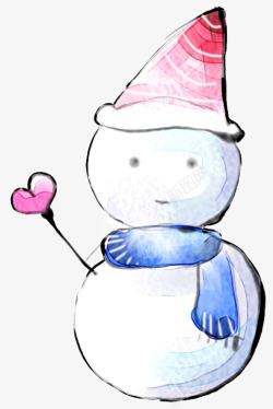 带蓝围巾的雪人小红帽蓝围巾雪人高清图片
