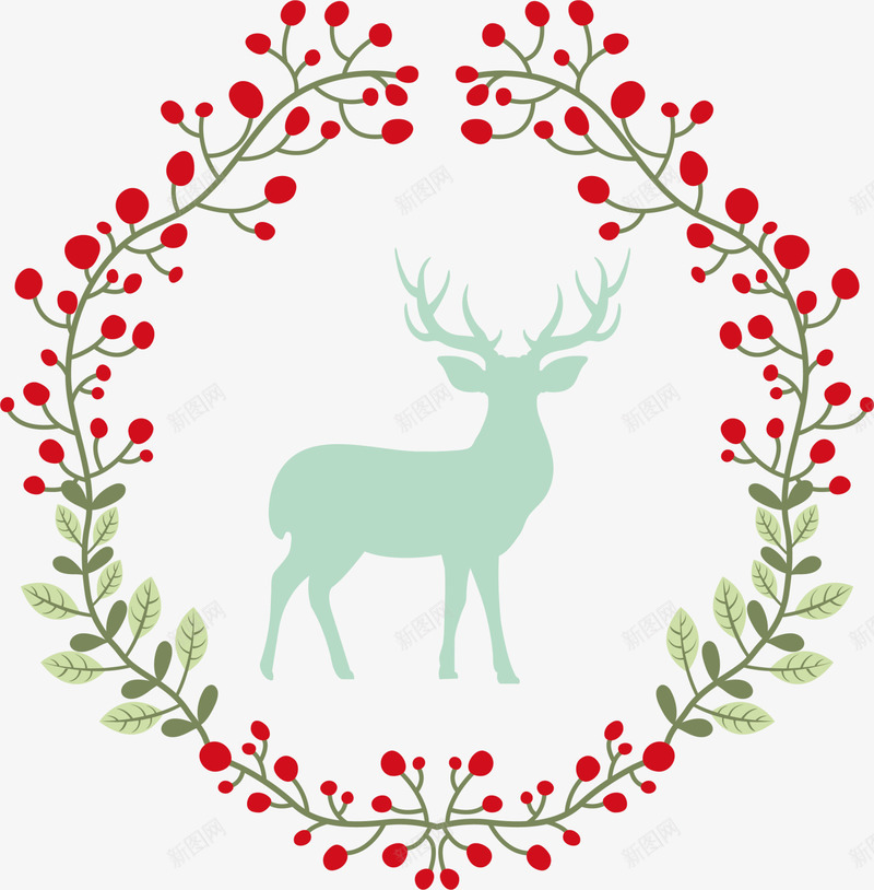 红色圣诞节麋鹿花圈png免抠素材_新图网 https://ixintu.com Christmas Merry 圣诞快乐 圣诞节 红色草圈 花圈 麋鹿