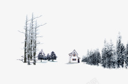 雪中房屋雪中树林房屋高清图片