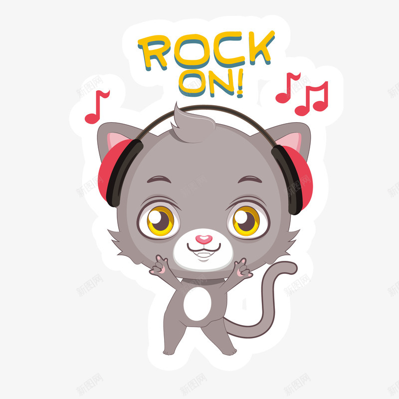 rockonpng免抠素材_新图网 https://ixintu.com 听歌 呆萌 手绘猫咪 猫咪卡通 猫咪老师 猫咪脚印 猫咪表情 音乐