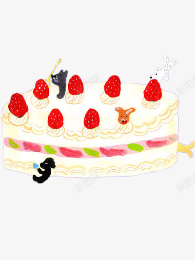 水果生日蛋糕png免抠素材_新图网 https://ixintu.com 奶油 红色 草莓 食物
