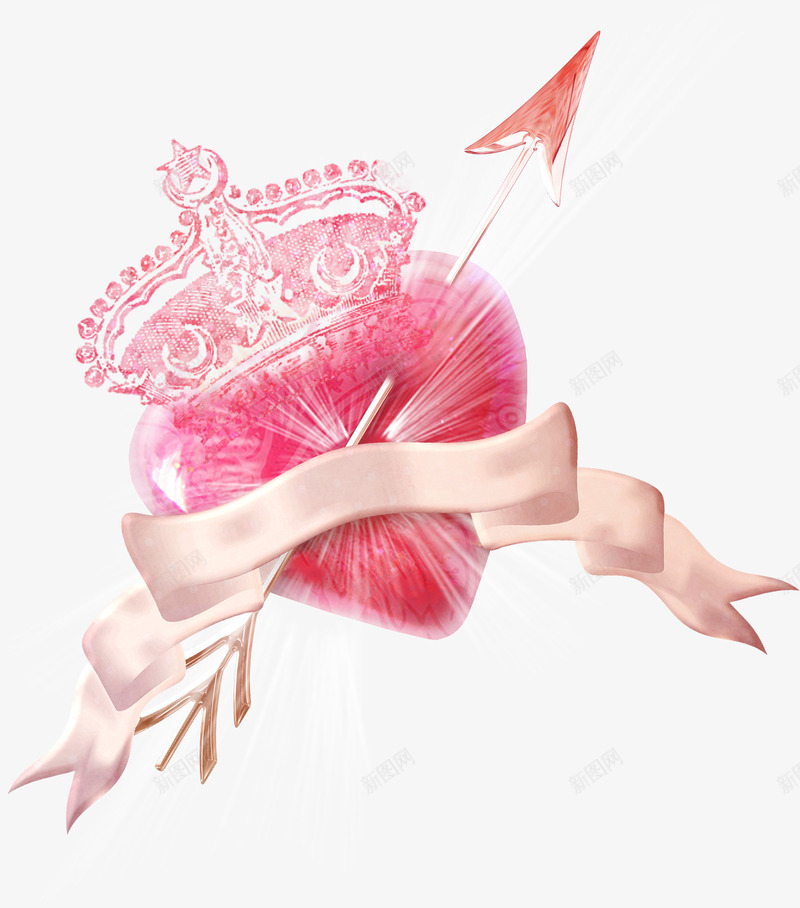 粉色皇冠一箭穿心png免抠素材_新图网 https://ixintu.com 一箭穿心 漂亮背景条 粉色桃心 粉色皇冠