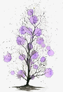 紫色滴墨树素材