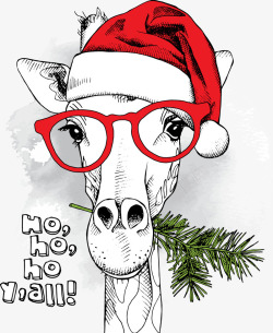圣诞节贺卡卡通长颈鹿素材