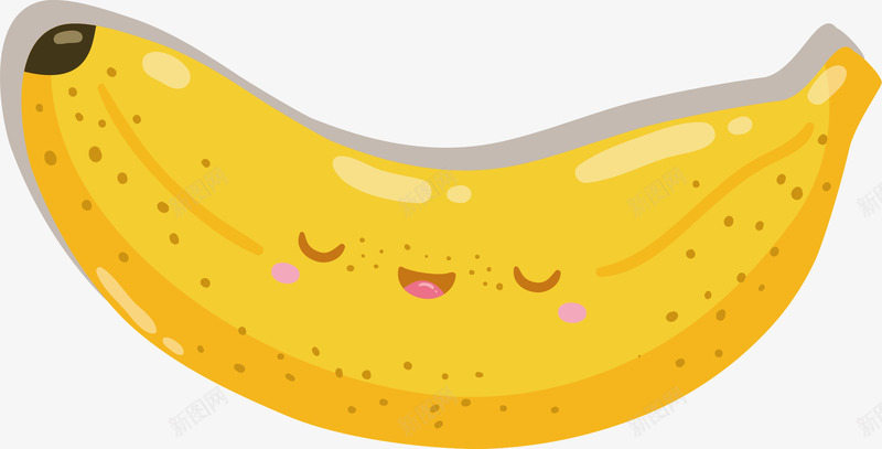 黄色香蕉png免抠素材_新图网 https://ixintu.com 可爱 微笑 手绘 斑点 水果 表情 香蕉 黄色