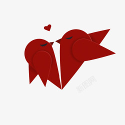 中国风红色的鸽子飞吻示爱的PS素材