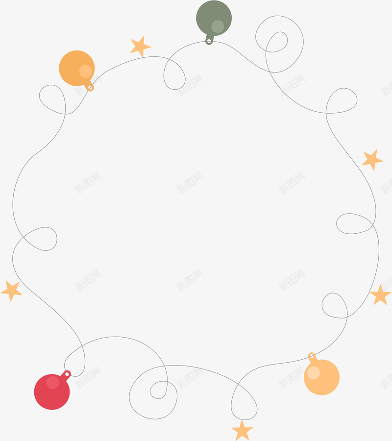 圣诞节彩球装饰图png免抠素材_新图网 https://ixintu.com 吊球 圣诞节 彩球边框 星星 节日装饰 边框