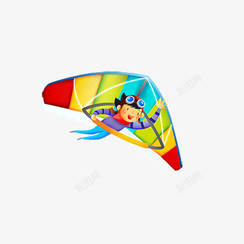 玩滑翔翼的男孩png免抠素材_新图网 https://ixintu.com 儿童节 卡通 彩色 插画设计 放飞梦想 滑翔翼 男孩