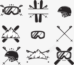 滑雪标志滑雪运动元素矢量图图标高清图片