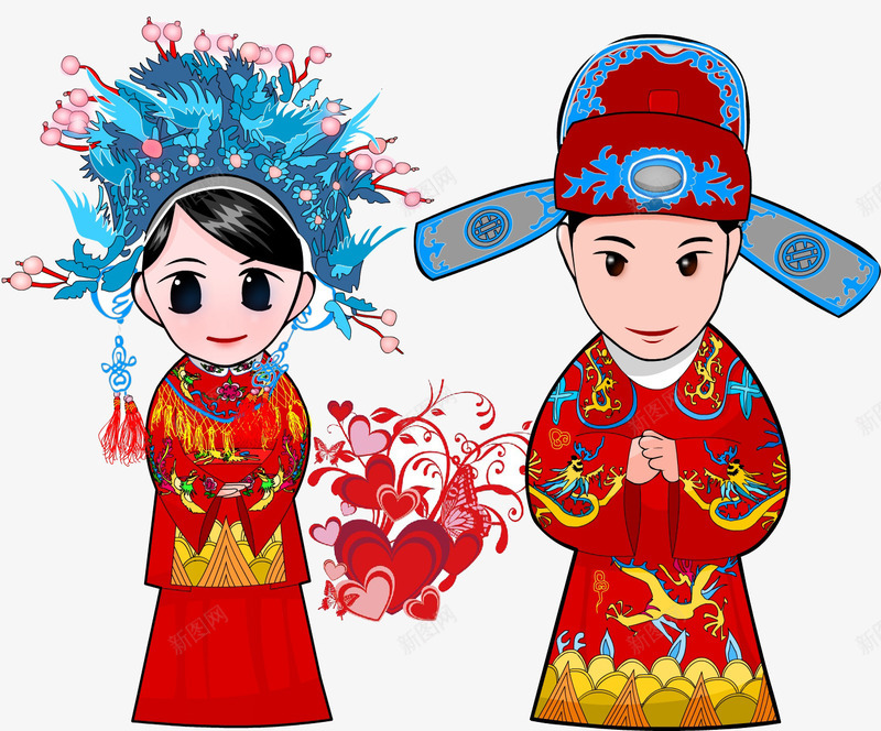 新娘新郎png免抠素材_新图网 https://ixintu.com 喜服 新娘新郎 繁体喜字 结婚