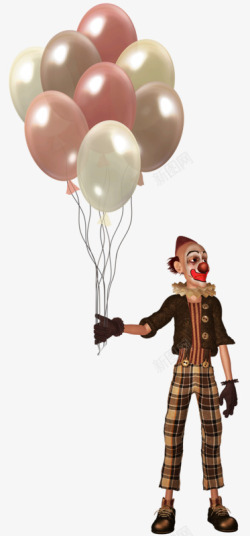光泽气球站立小丑全身素材