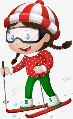 冬季装扮的女孩寒冷冬季滑雪的小女孩高清图片