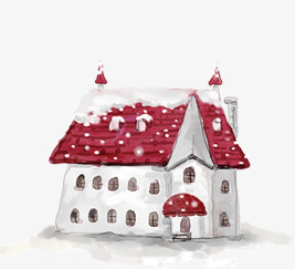 手绘红色圣诞节房子png免抠素材_新图网 https://ixintu.com 圣诞节 房子 红色