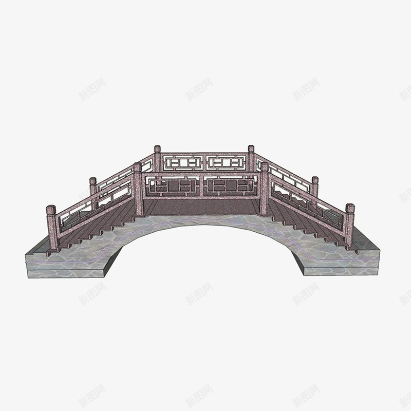 拱桥护栏png免抠素材_新图网 https://ixintu.com 中国风 中式护栏 中式栏杆 模型图 石护栏