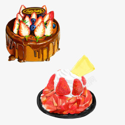 粉红塔奶油生日蛋糕手绘画片高清图片