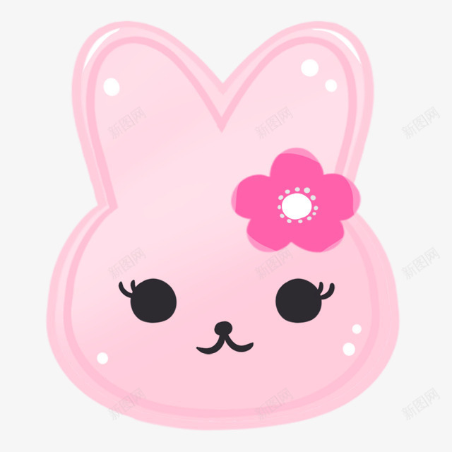 粉色卡通小兔子粉花朵png免抠素材_新图网 https://ixintu.com 兔子 卡通 粉色 花朵