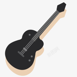 黑色音乐乐器吉他矢量图素材