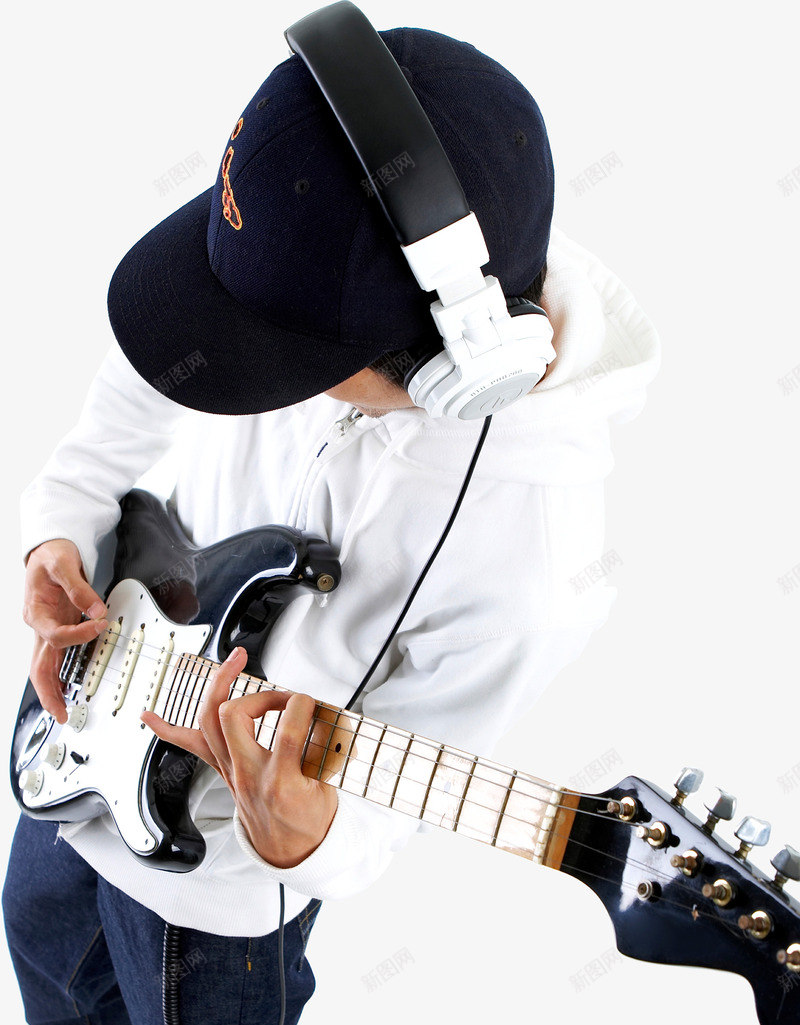人物png免抠素材_新图网 https://ixintu.com 人物 吉他 帽子 耳机 运动耳机跑步挂耳式 音乐人